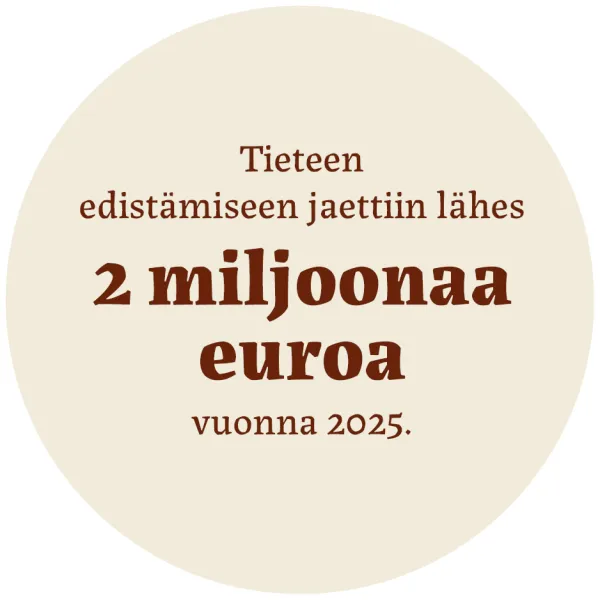 Tieteen edistämiseen jaettiin lähes kaksi miljoonaa euroa vuonna 2025.