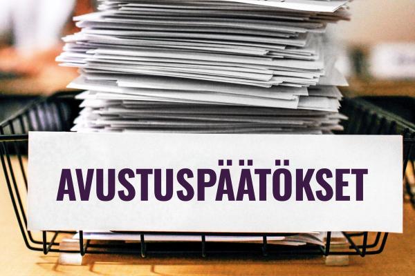 Kirjepino ja teksti "avustuspäätökset".